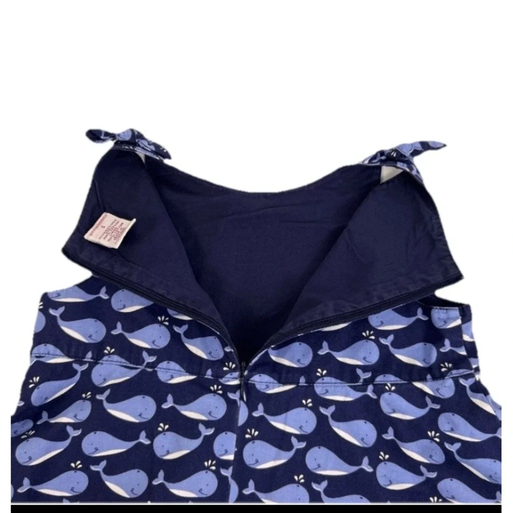 Gymboree Whale Print Dress Girls Size 5 Navy Blue Cotton Sleeveless Vintage 2003